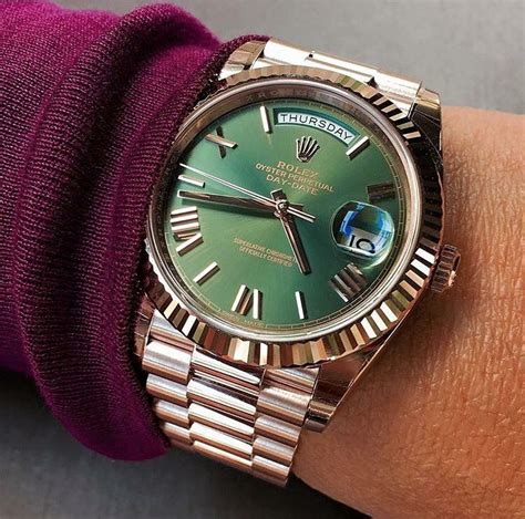 rolex datejust rose gold green dial